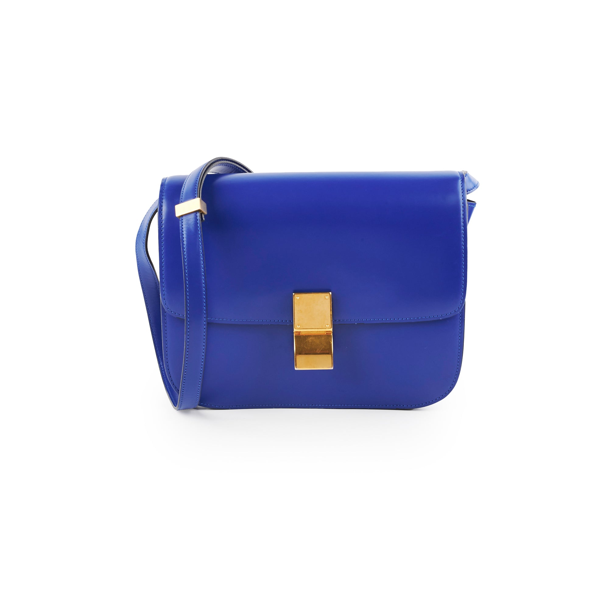 Celine Medium Royal Blue Box Crossbody Bag - Luxury Leather Shoulder Bag for Women | Perfect for Work, Travel & Evening Events