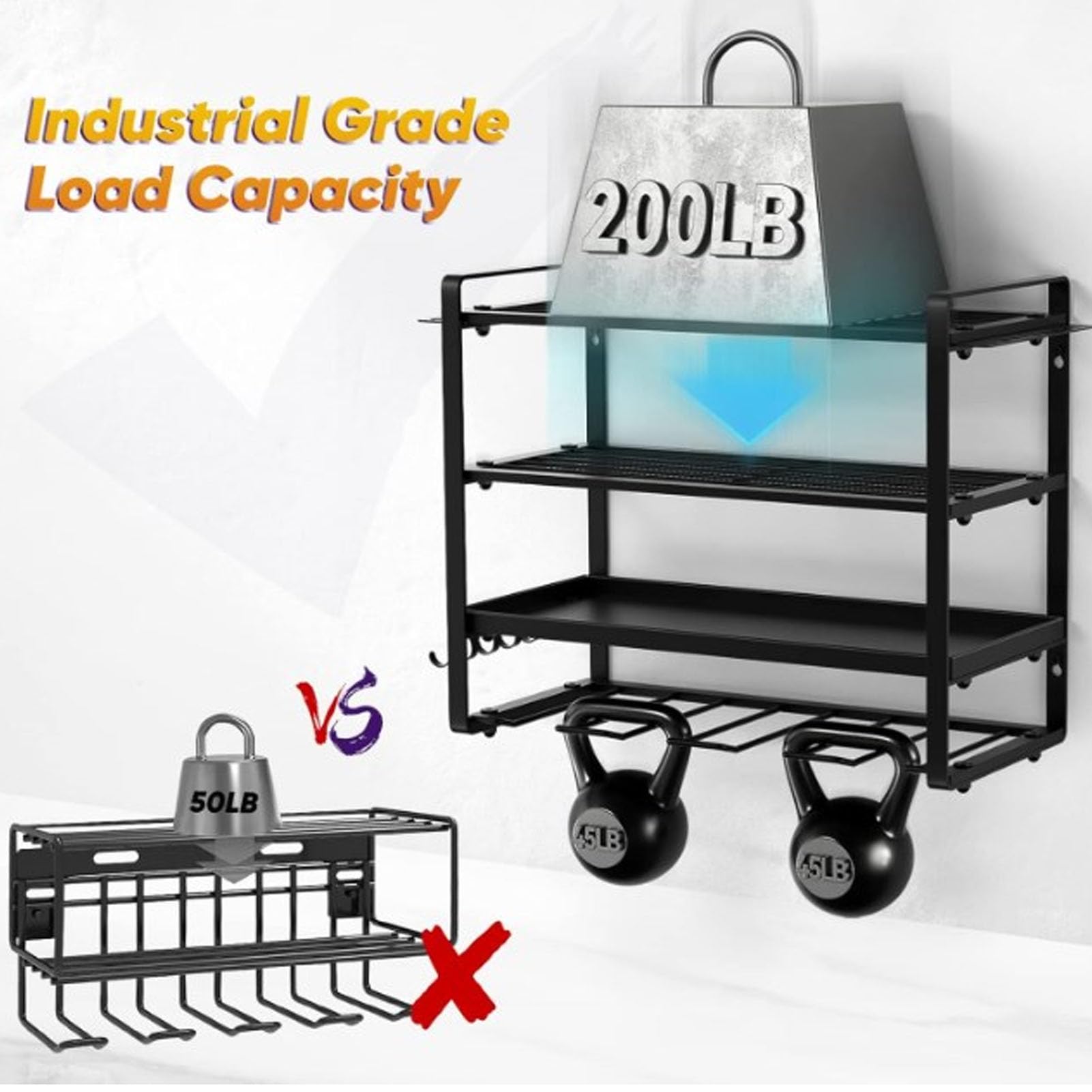 Heavy Duty Metal Power Tool Organizer & Wall Mount Storage Rack - Workshop Garage Tool Holder for Drills, Saws & Accessories | Perfect for DIY Projects & Professional Workspace Organization