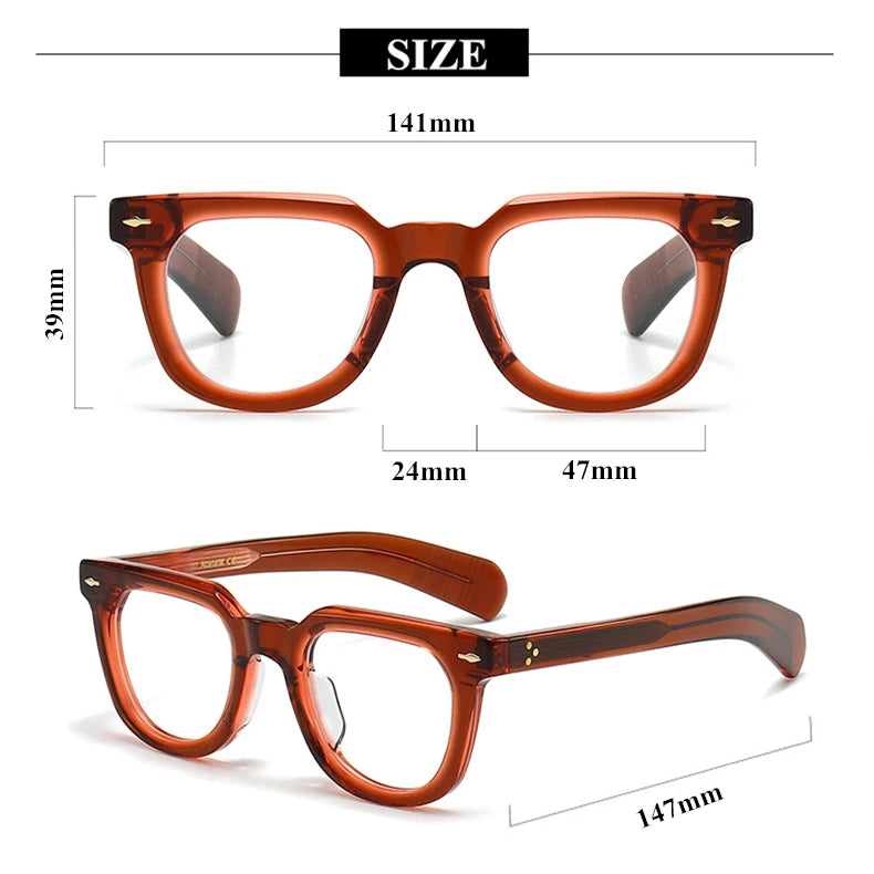 Stylish Black Unisex Square Acetate Eyeglasses Frame 2447 - Perfect for Work, Reading & Fashion Accessories