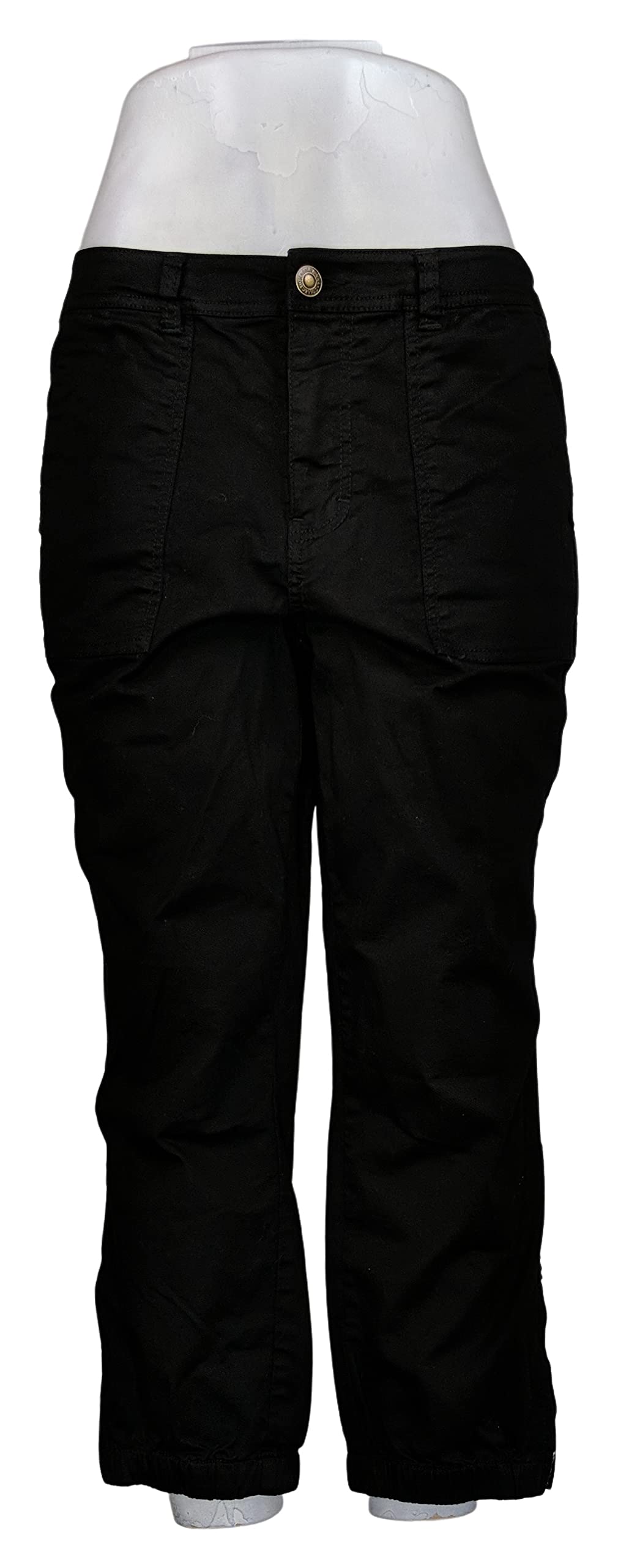 Lisa Rinna Collection Women's Cropped Twill Pants - Size 10 Black A377969 | Casual Office Wear & Spring Fashion Staple