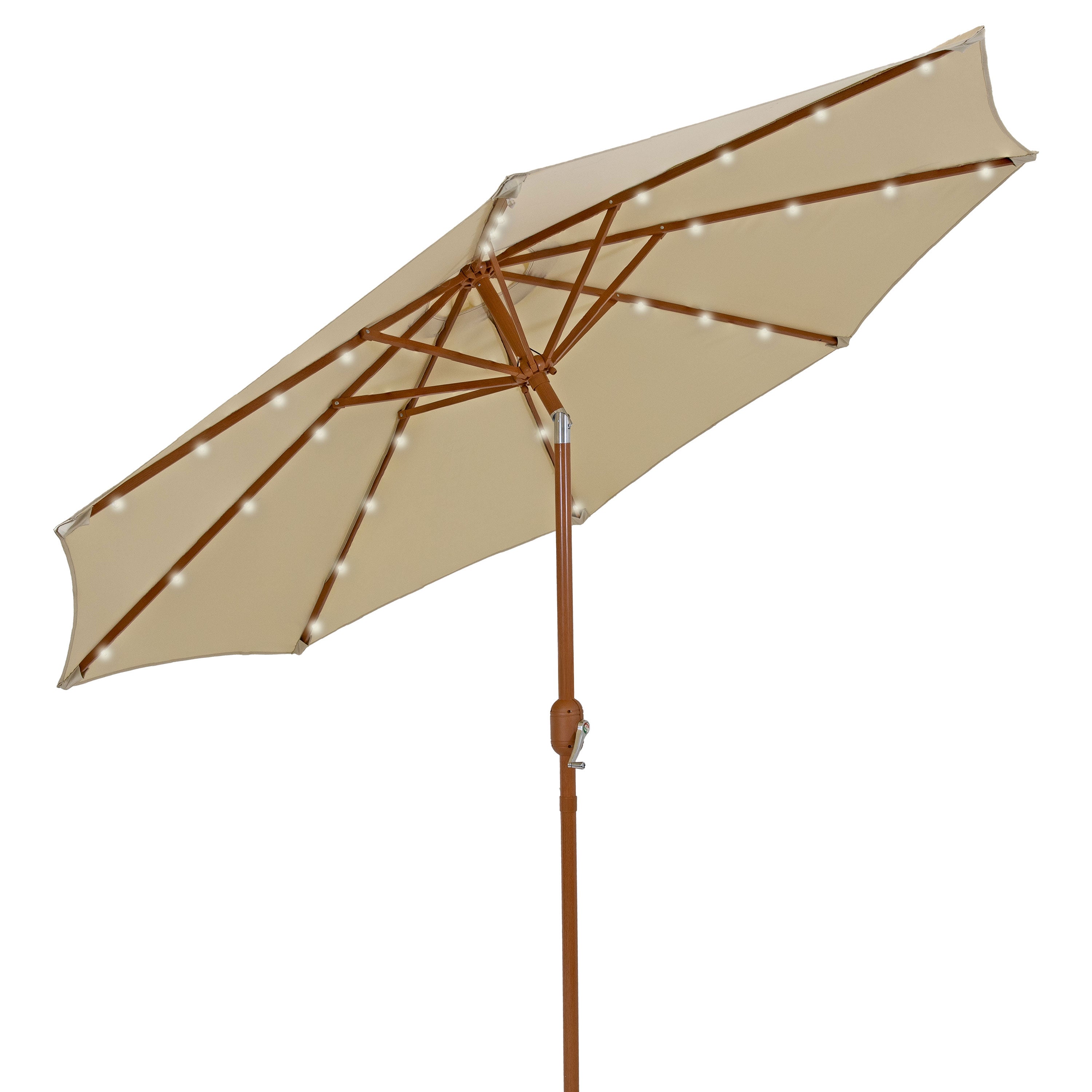 Sunnydaze 8.5 ft Outdoor Patio Umbrella with Realistic Woodgrain Finish - Perfect for Backyard, Poolside, and Garden Shade