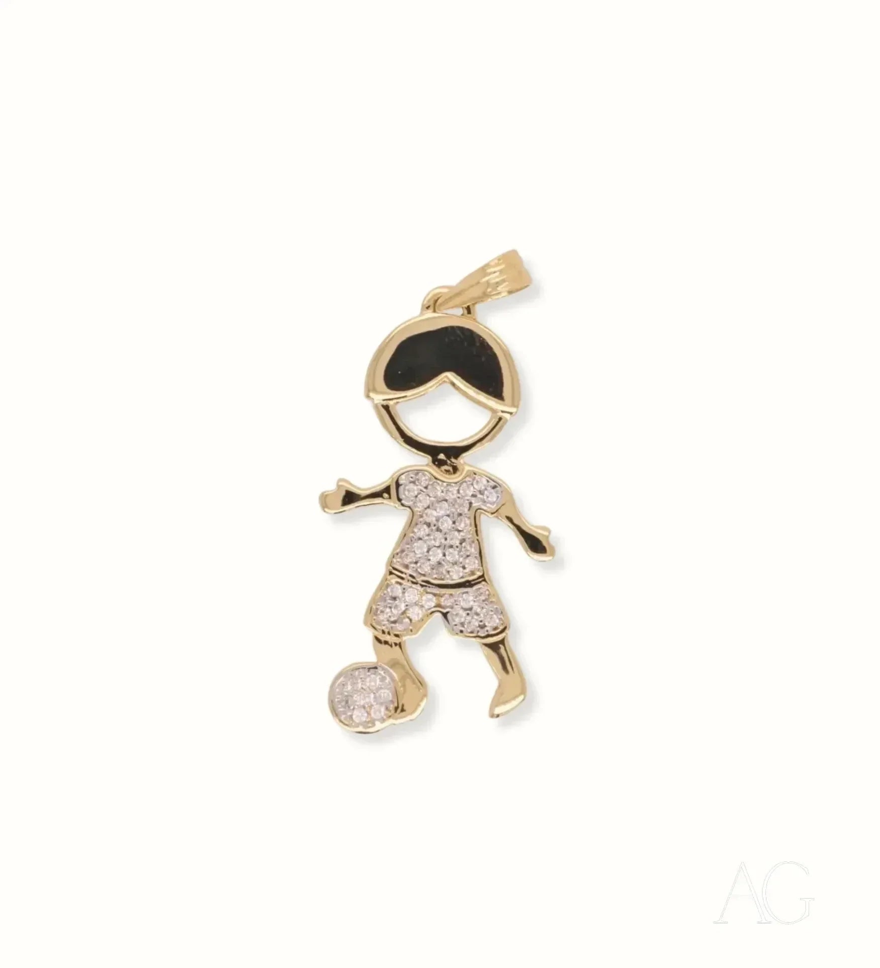 18K Gold Pendant Necklace with CZ Stones - Elegant Doll Charm Jewelry for Women, Perfect for Gifts, Parties and Special Occasions