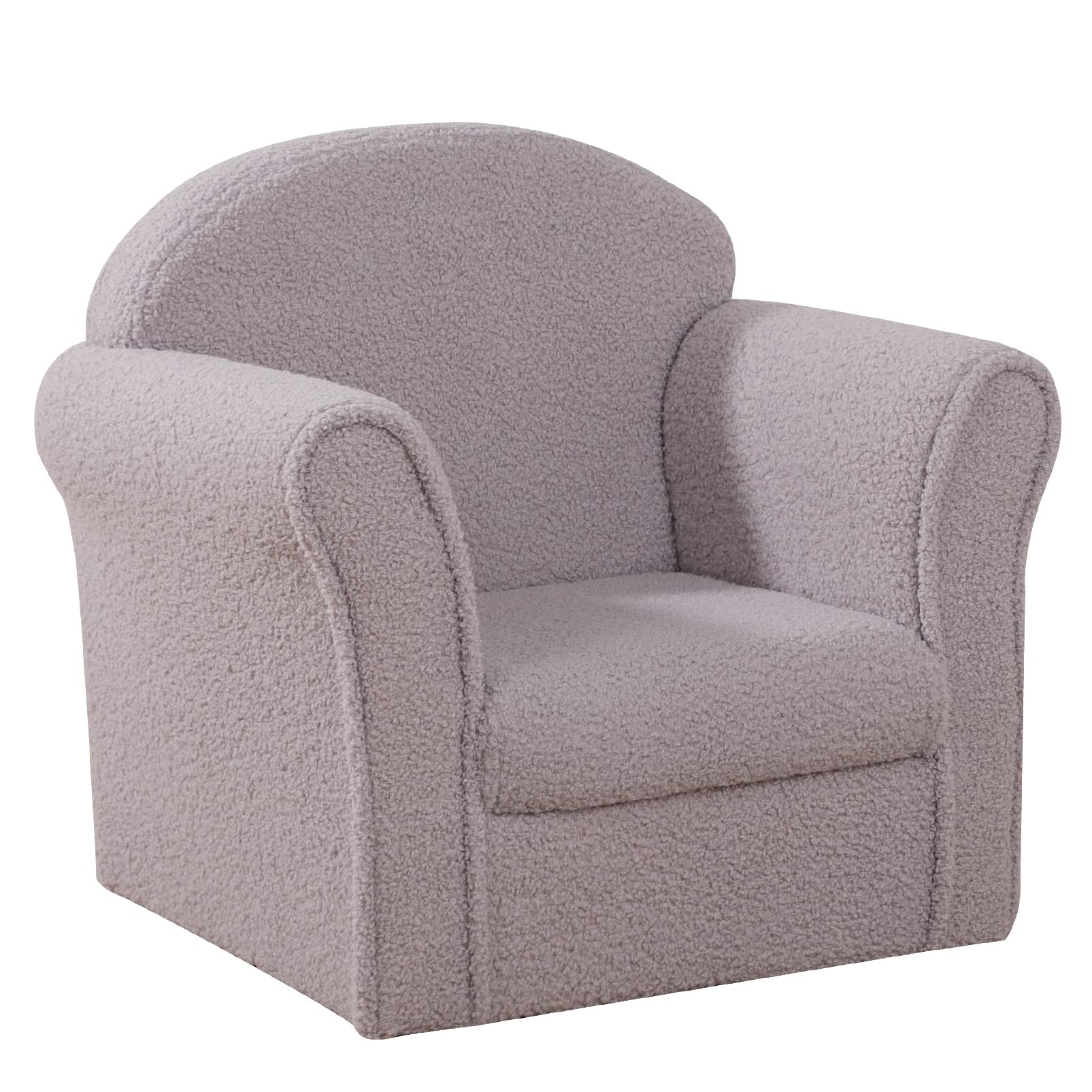 AFBKSS&BB Kids Sofa Chair - Sturdy Wooden Toddler Armchair with Armrests, Lightweight Preschool Furniture, Soft Teddy Velvet Couch for Boys & Girls (Grey) - Perfect for Playroom, Nursery, or Children's Bedroom