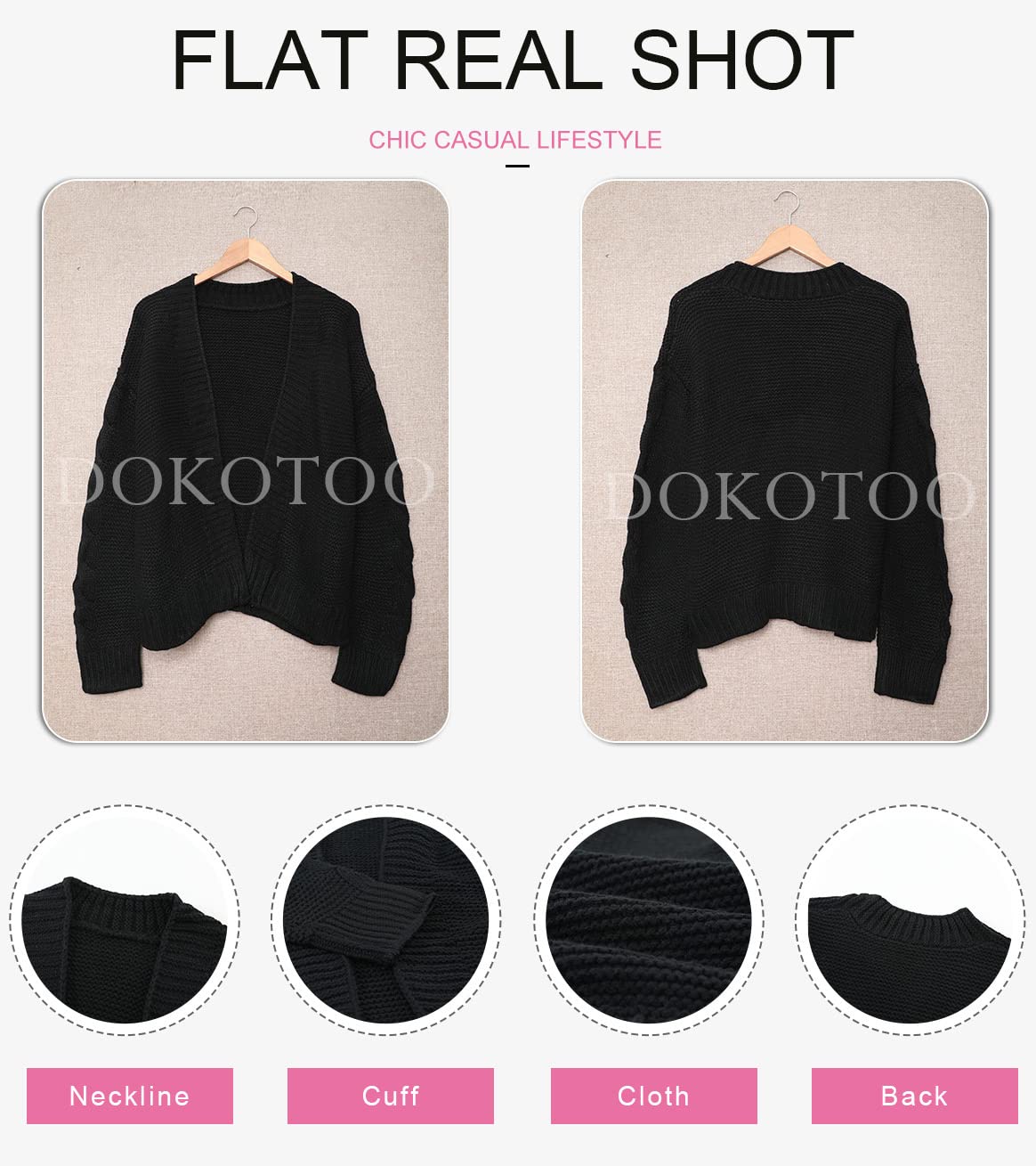Dokotoo Women's Open Front Long Sleeve Chunky Knit Cardigan Sweater - Loose Fit Casual Coat for Fall & Winter - Perfect for Office, Date Night and Cozy Home Wear