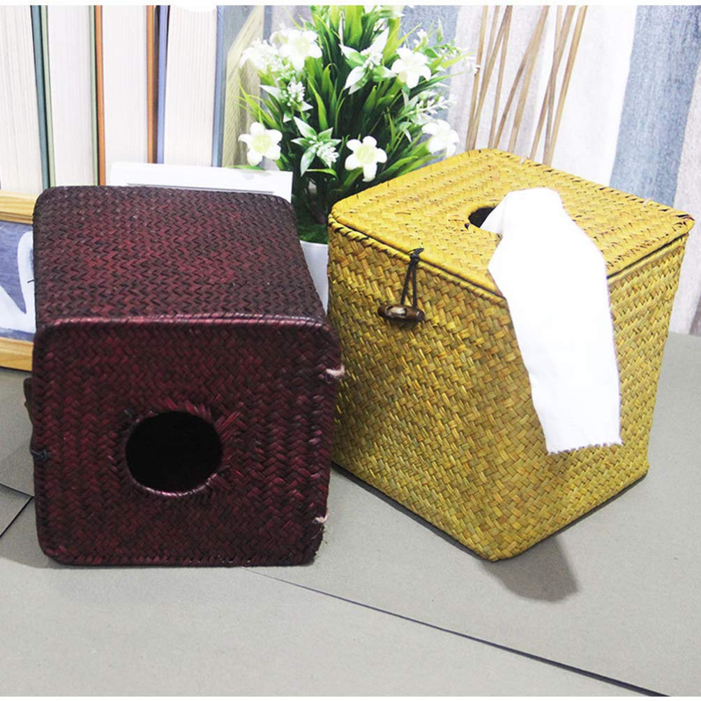 Seagrass Woven Tissue Box Holder - Rattan Decorative Napkin Dispenser for Home & Office | Coffee Table, Bathroom, Living Room Organizer