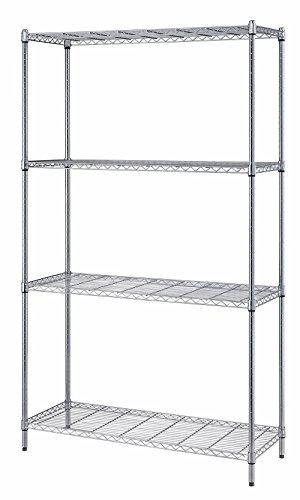 Quantum Storage Systems RWR72-2442LD 4-Tier Adjustable Wire Shelving Unit - 300 lb Capacity per Shelf, Chrome Finish, 72