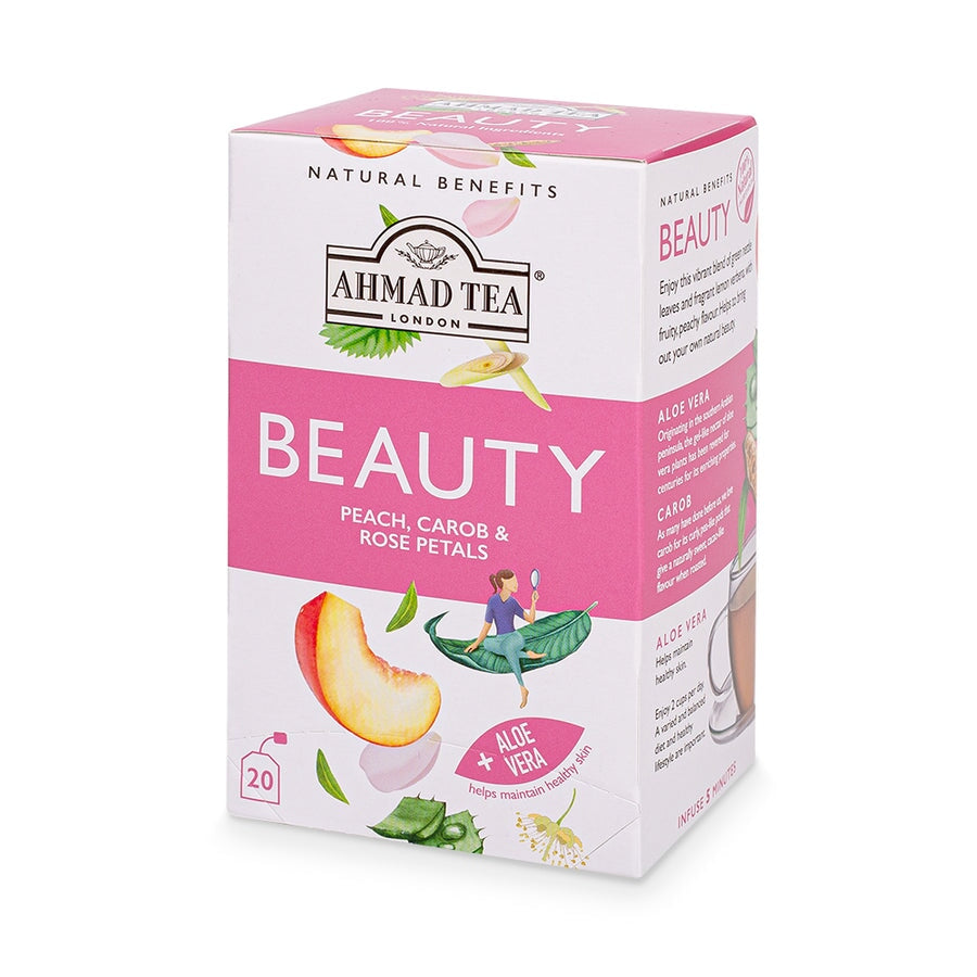 Ahmad Tea Natural Benefits Herbal Tea - Organic, Caffeine-Free, Relaxing & Detoxifying - Perfect for Stress Relief, Sleep Aid & Wellness Routine
