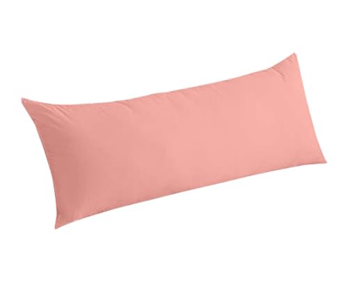 Premium 100% Natural Cotton Body Pillow Cover - 20x60 Inches, 600 Thread Count, Soft Blush Pink with Zipper Closure - Perfect for Sleeping, Lounging & Maternity Support