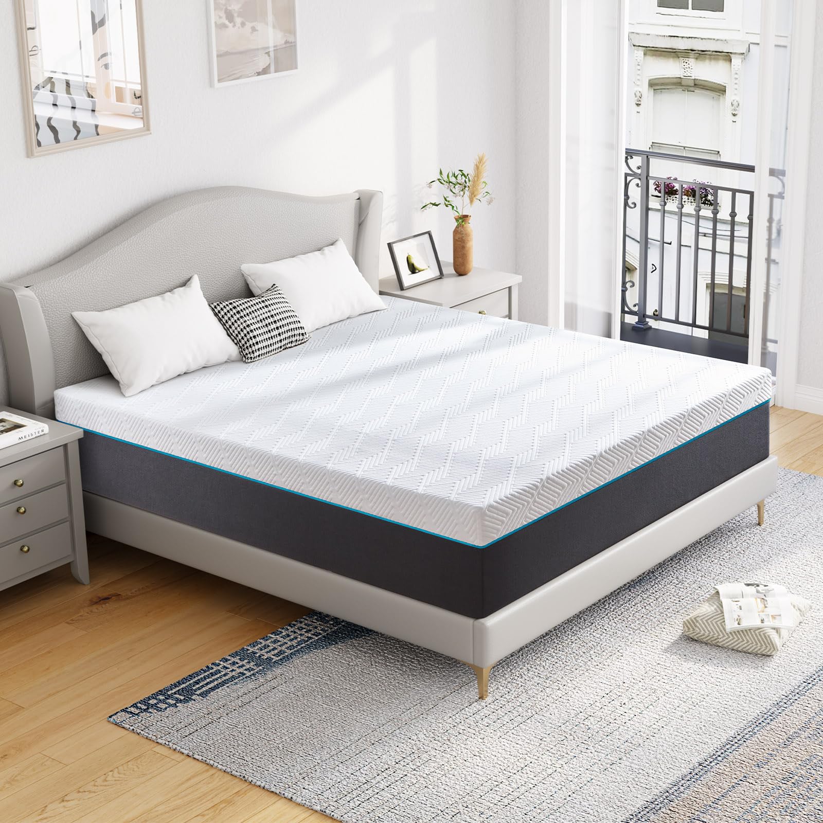 10 Inch Queen Size Mattress in a Box - Medium Firm Memory Foam Mattress for Back Support & Pressure Relief, 60