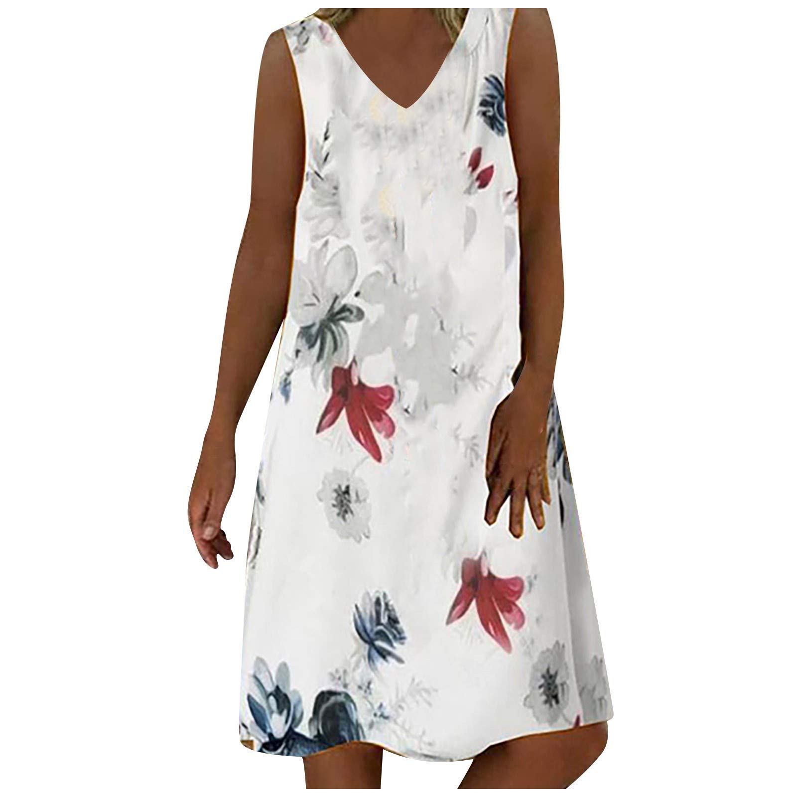 Plus Size Long Maxi Dress for Women - Sleeveless V-Neck Casual Summer Dress with Floral Print | Perfect for Beach Vacations, Date Nights & Outdoor Parties