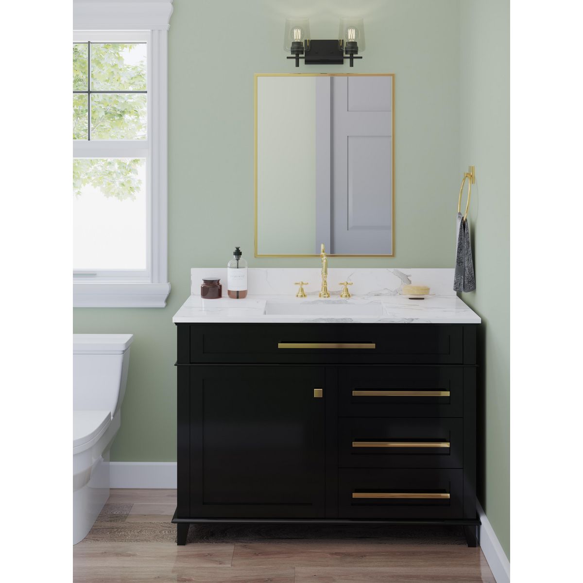 Calais Collection 2-Light Clear Glass Bathroom Vanity Light – Modern Sconce for Bathroom Mirror, Vanity, and Makeup Area – Perfect for Home, Apartment, and Spa Decor