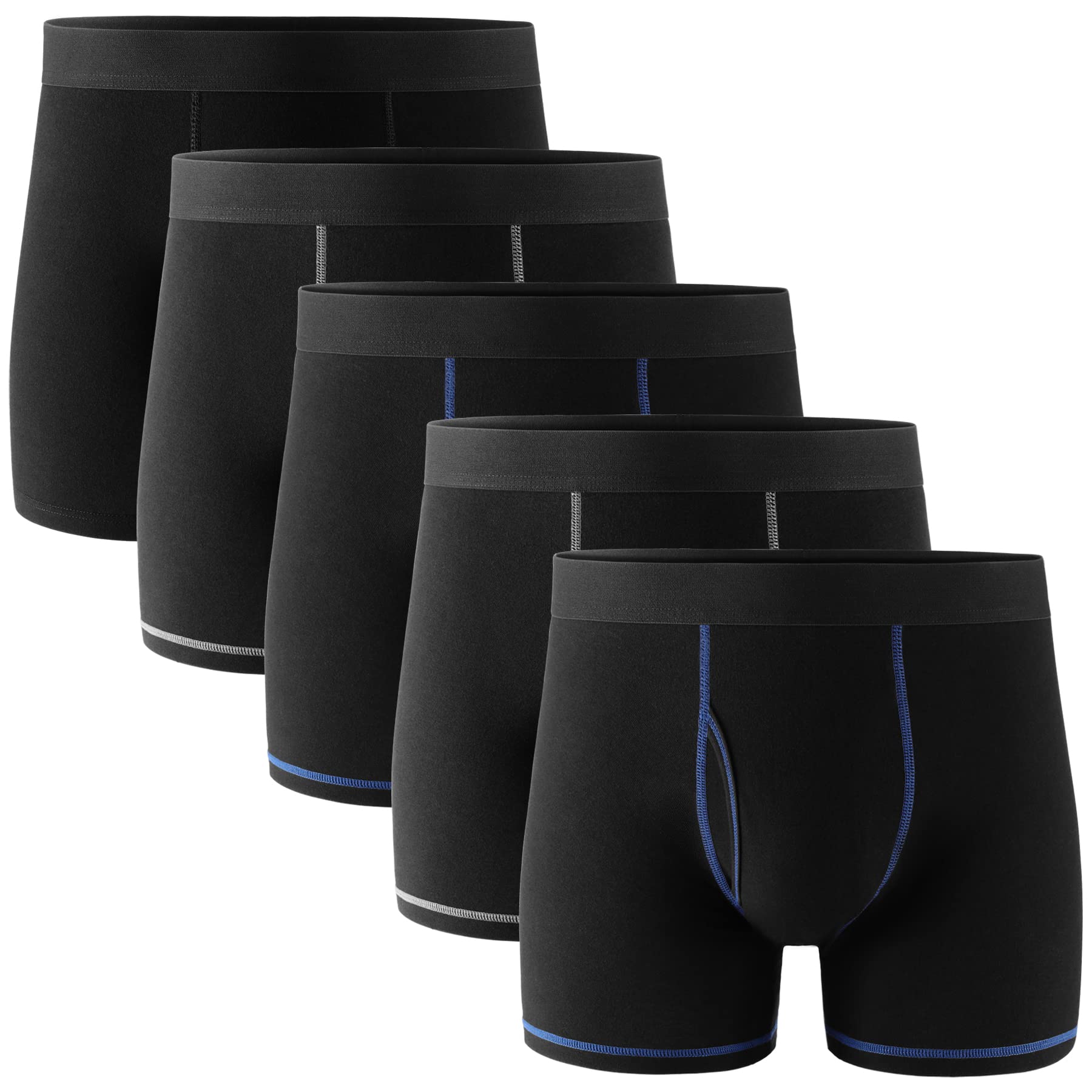 **Men's Cotton Boxer Briefs with Fly - 5 Pack Multipack - Soft, Breathable Underwear for Everyday Comfort & Active Wear**