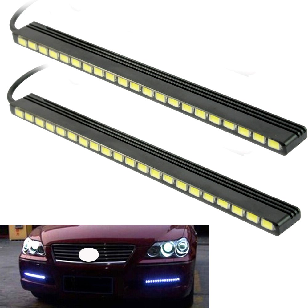 21 SMD 5630 LED Daytime Running Lights (DRL) - 7000K White Fog Light Strip for Cars & Trucks - 156mm Universal Fit - Perfect for Enhanced Visibility & Safety in Daytime Driving