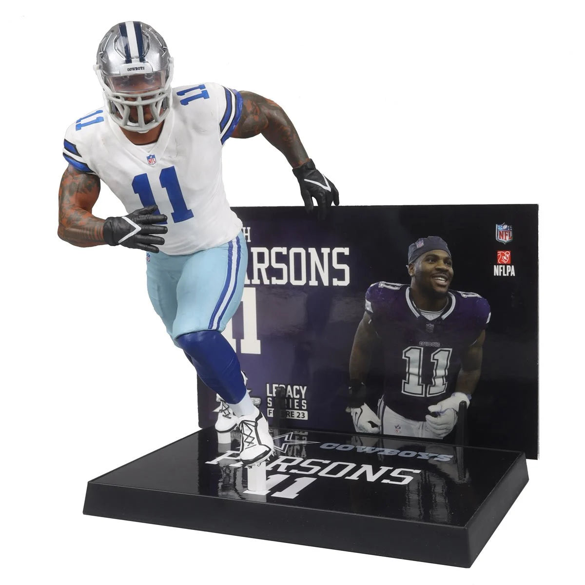Micah Parsons Dallas Cowboys NFL White Jersey 2024 Posed Action Figure - Perfect for Game Day Decor, Sports Memorabilia Collection & Football Fan Gifts
