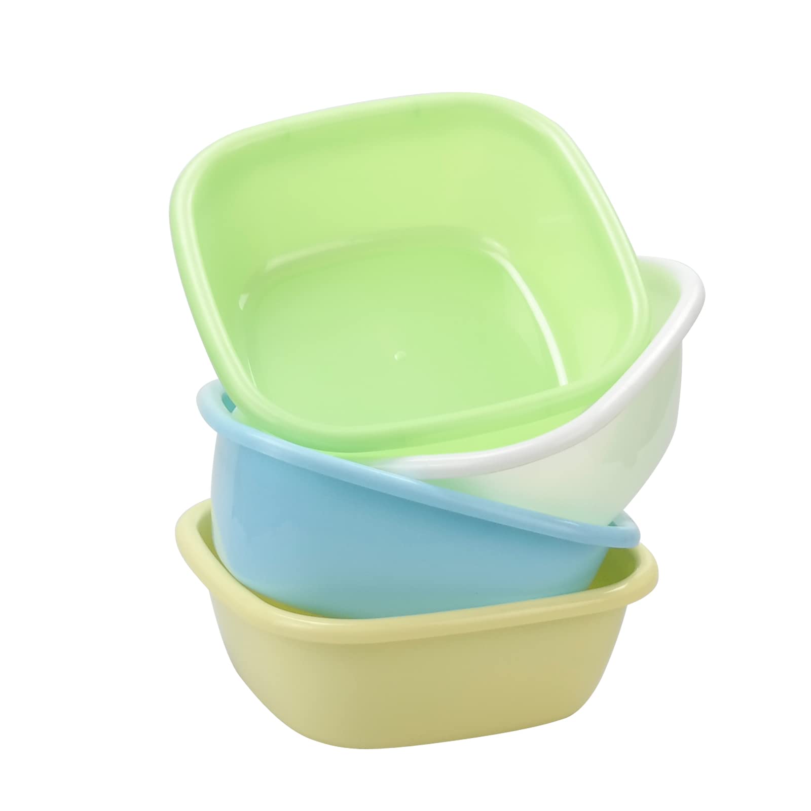 Kiddream Set of 4 Colorful Small Square Plastic Wash Basins - Multipurpose Kitchen Sink, Bathroom, Laundry & Craft Organizer Bins for Home Use