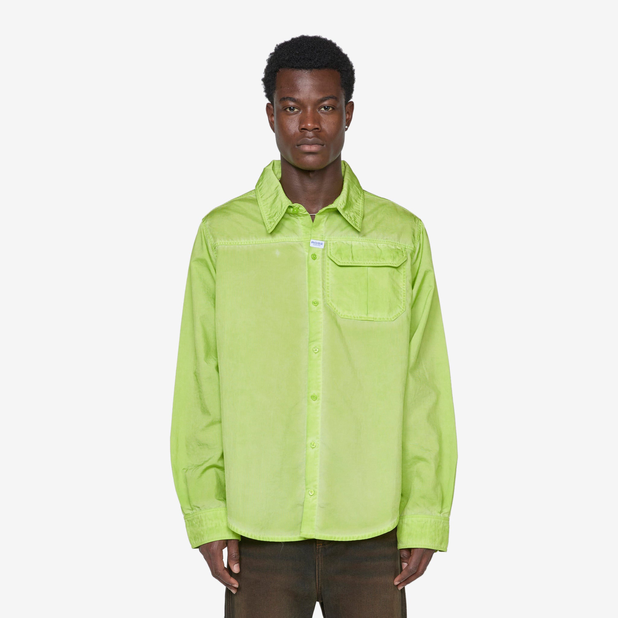 Men's Cargo Shirt in Green Lime - Durable Military Style Work Shirt for Outdoor Activities, Hiking & Casual Wear
