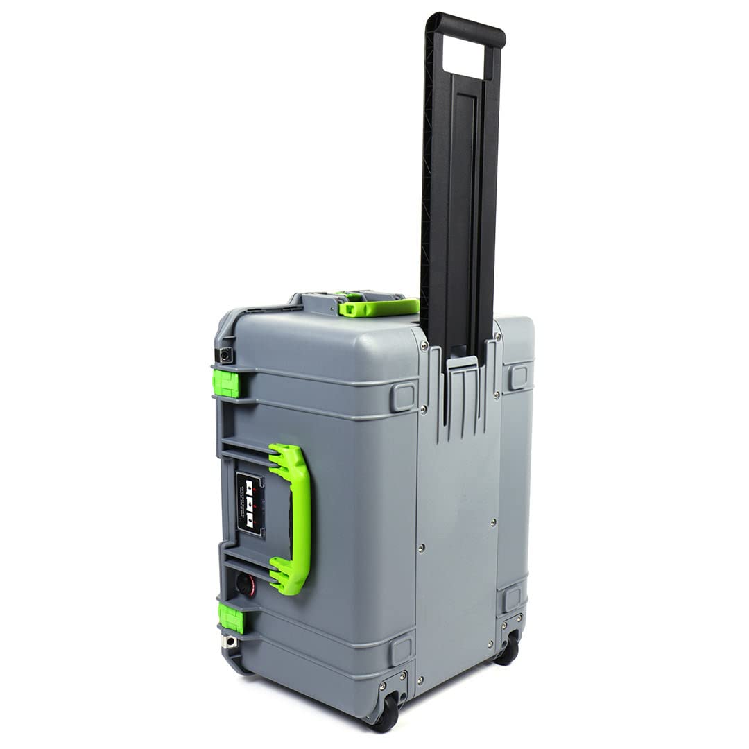 Silver & Lime Green Pelican 1607 Air Case - Empty Protective Hard Case with Wheels for Travel, Equipment Storage & Outdoor Adventures