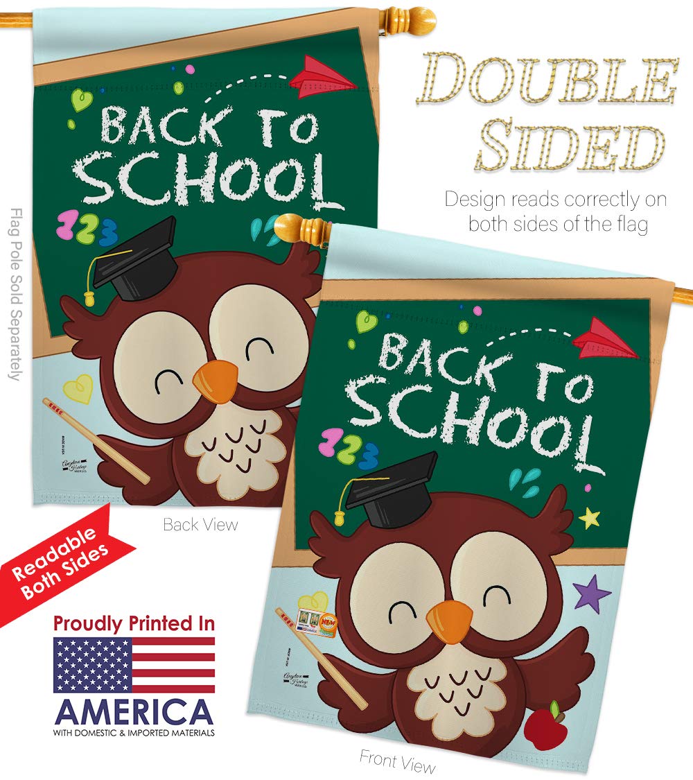 Back to School Garden House Flags Set - Double-Sided 28x40 Inch Yard Banner for First Day of School, Teacher & Student Classroom Decor - Made in USA | Perfect for School Bus Welcome Signs, Teacher Appreciation Gifts & Classroom Door Decorations