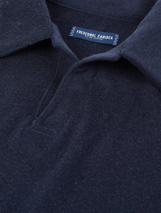 FRESCOBOL CARIOCA Faustino Men's Terry Cotton Polo Shirt - Navy Blue - Breathable & Comfortable for Casual Wear, Golf & Outdoor Activities