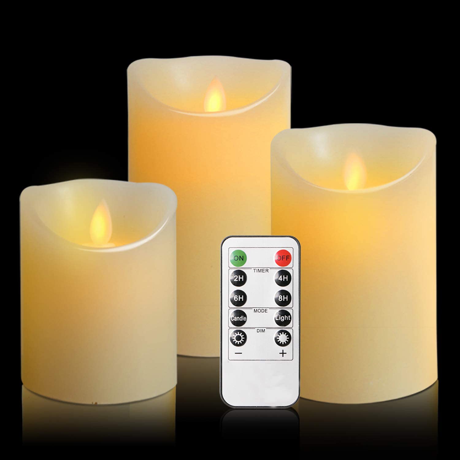 OSHINE LED Flameless Candles - 3 Pack Ivory Pillars, 300H Battery, Remote & Timer for Home Decor