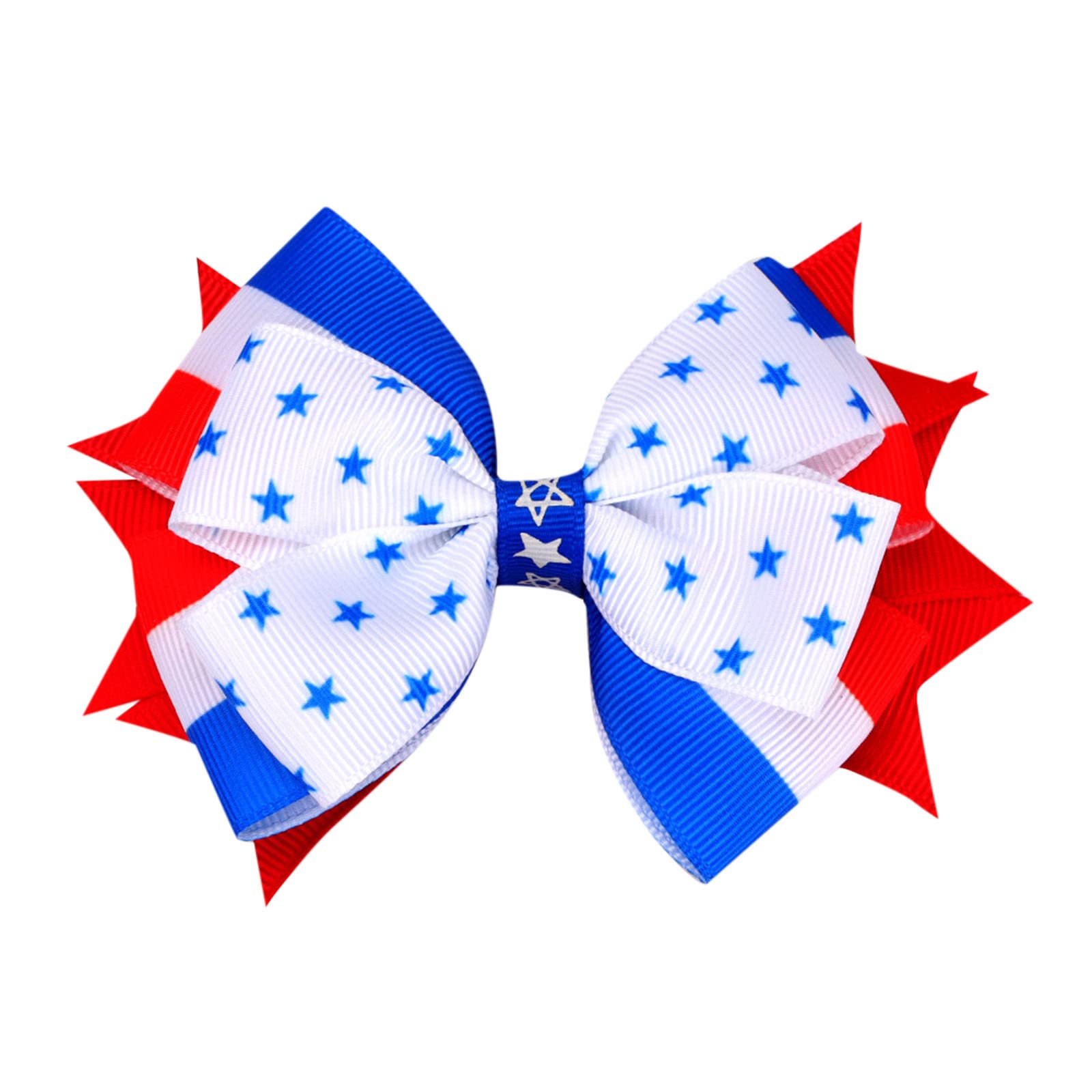 Patriotic Hair Clips for Thick Hair - Kids Bow Accessories for Independence Day & School