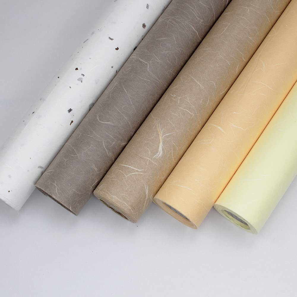 Premium Korean Hanji Paper Roll - Traditional Mulberry Paper in Yellow, 21.3