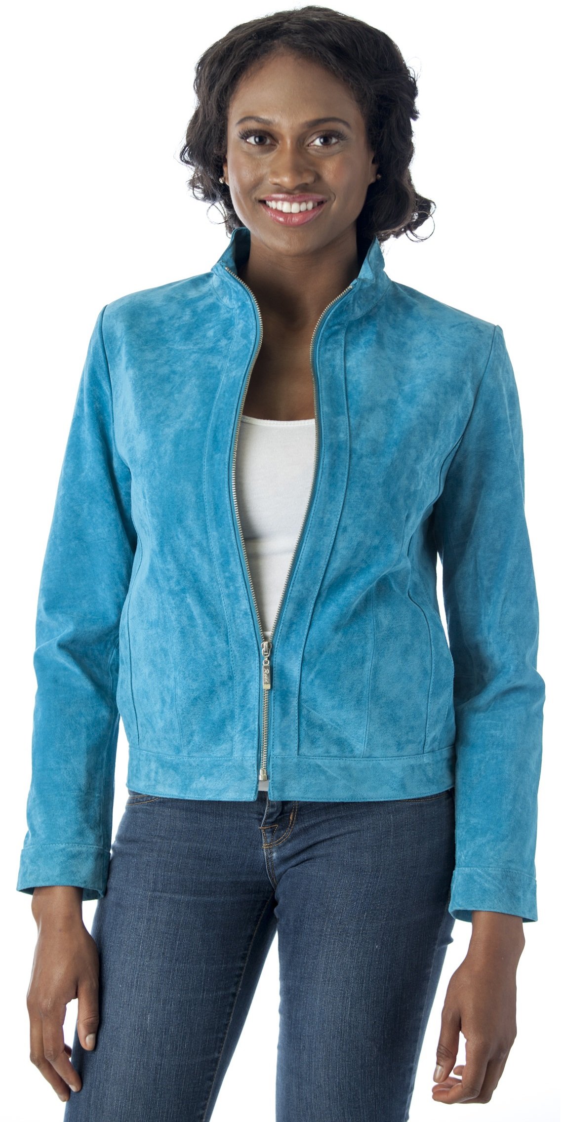 REED Women's 22'' Stand-Up Collar Leather Jacket - Misses Fit, Genuine Leather, Stylish Outerwear for Fall & Winter - Perfect for Casual Outings, Work, and Evening Events