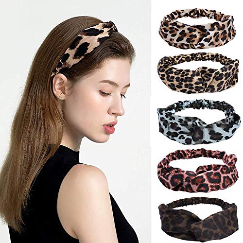 Belicia Leopard Print Headbands for Women & Girls - Fashionable Elastic Hair Bands with Twisted Criss Cross Design - Perfect for Workouts, Yoga, Sports and Everyday Style