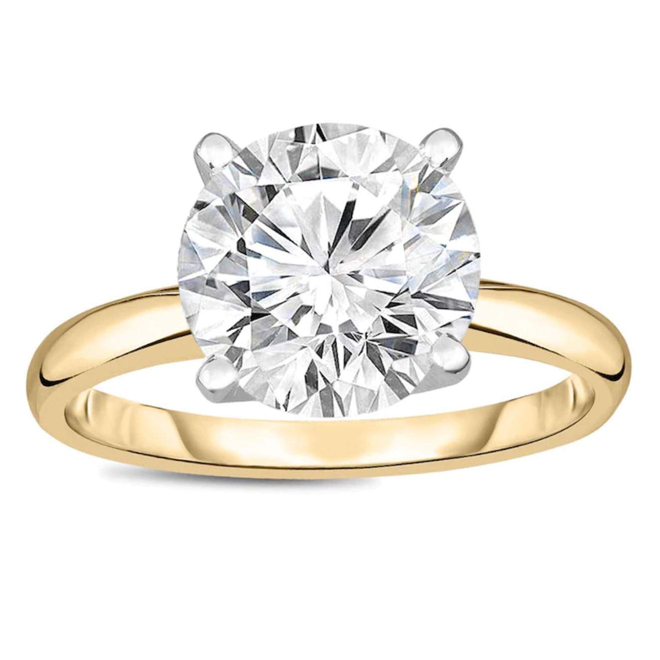 Ginger Lyne 3 Carat Moissanite Solitaire Engagement Ring for Women - White Gold over Sterling Silver, Diamond Alternative Wedding Band - Perfect for Proposals, Anniversaries & Bridal Jewelry Gifts