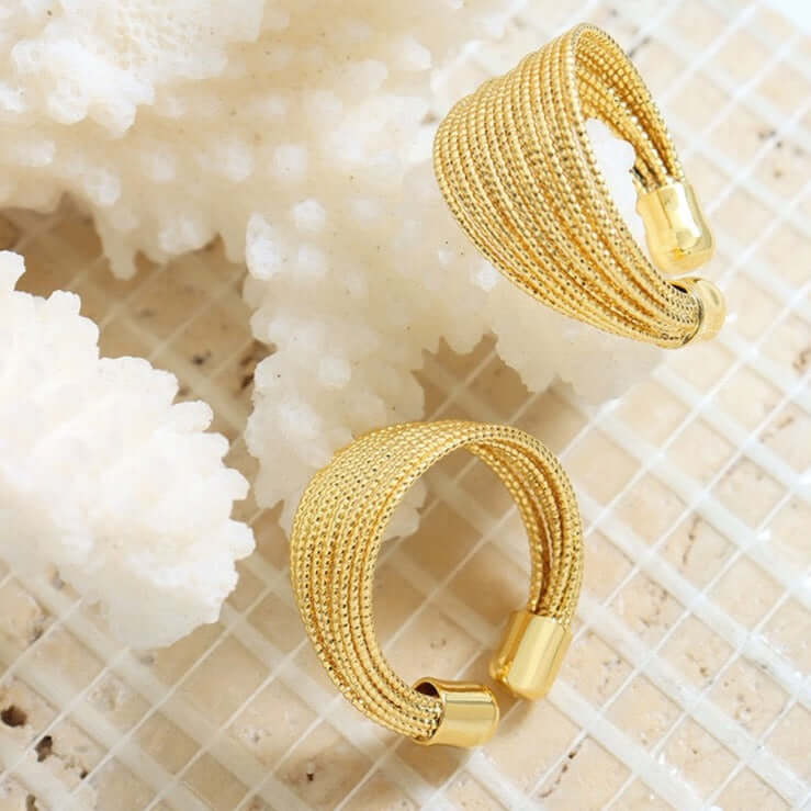 18K Gold Crossover Layered Thumb Ring for Women - Elegant Stackable Jewelry for Everyday Wear | Perfect for Casual Outfits, Office Style & Special Occasions