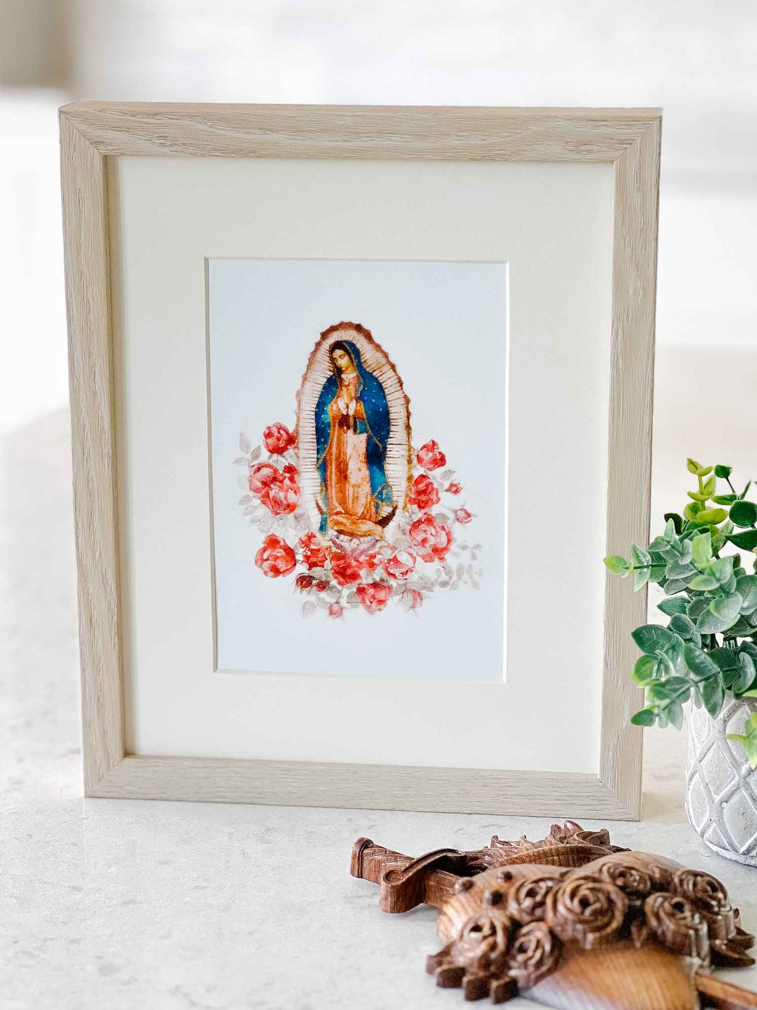 Our Lady of Guadalupe with Roses Print - Religious Wall Art Decor for Home, Church & Prayer Room - Perfect for Catholic Gifts & Sacred Spaces