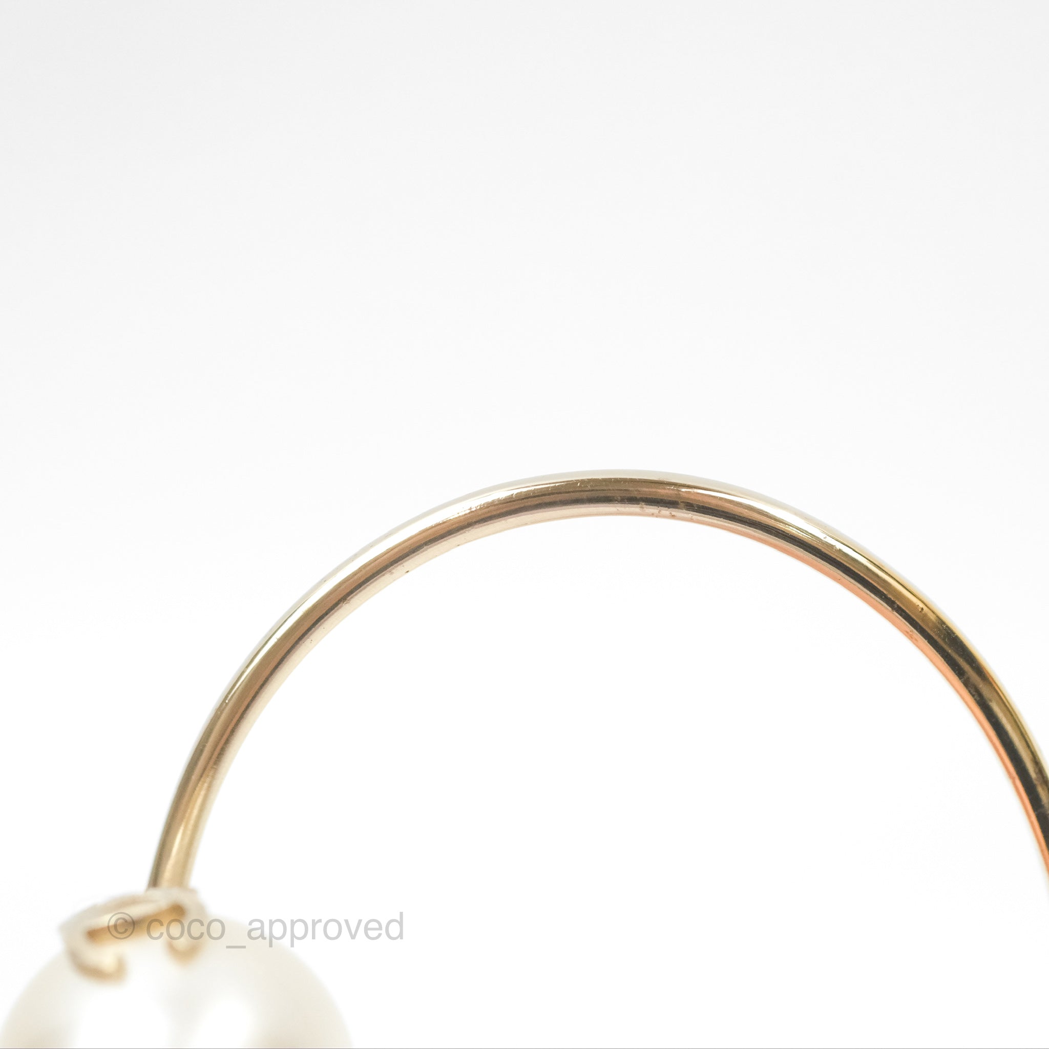 Chanel CC Pearl Bangle Gold Tone Bracelet for Women - Luxury Fashion Jewelry Gift for Anniversary, Birthday & Special Occasions