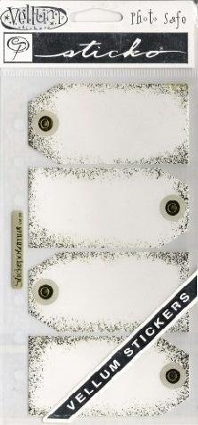 Gold Stippled Tags Vellum Scrapbook Stickers (SPVM39) - Perfect for DIY Cards, Journals, and Memory Books - Bulk Pack for Crafting and Scrapbooking Projects