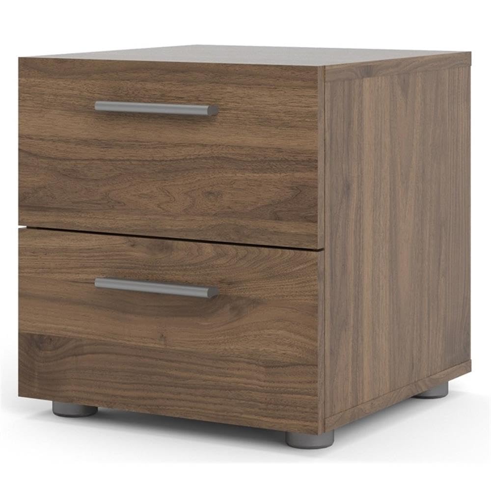 Home Square 2-Drawer Walnut Nightstand Set of 2 - Bedside Table for Bedroom with Storage Space | Perfect for Small Spaces, Guest Rooms & Apartment Living