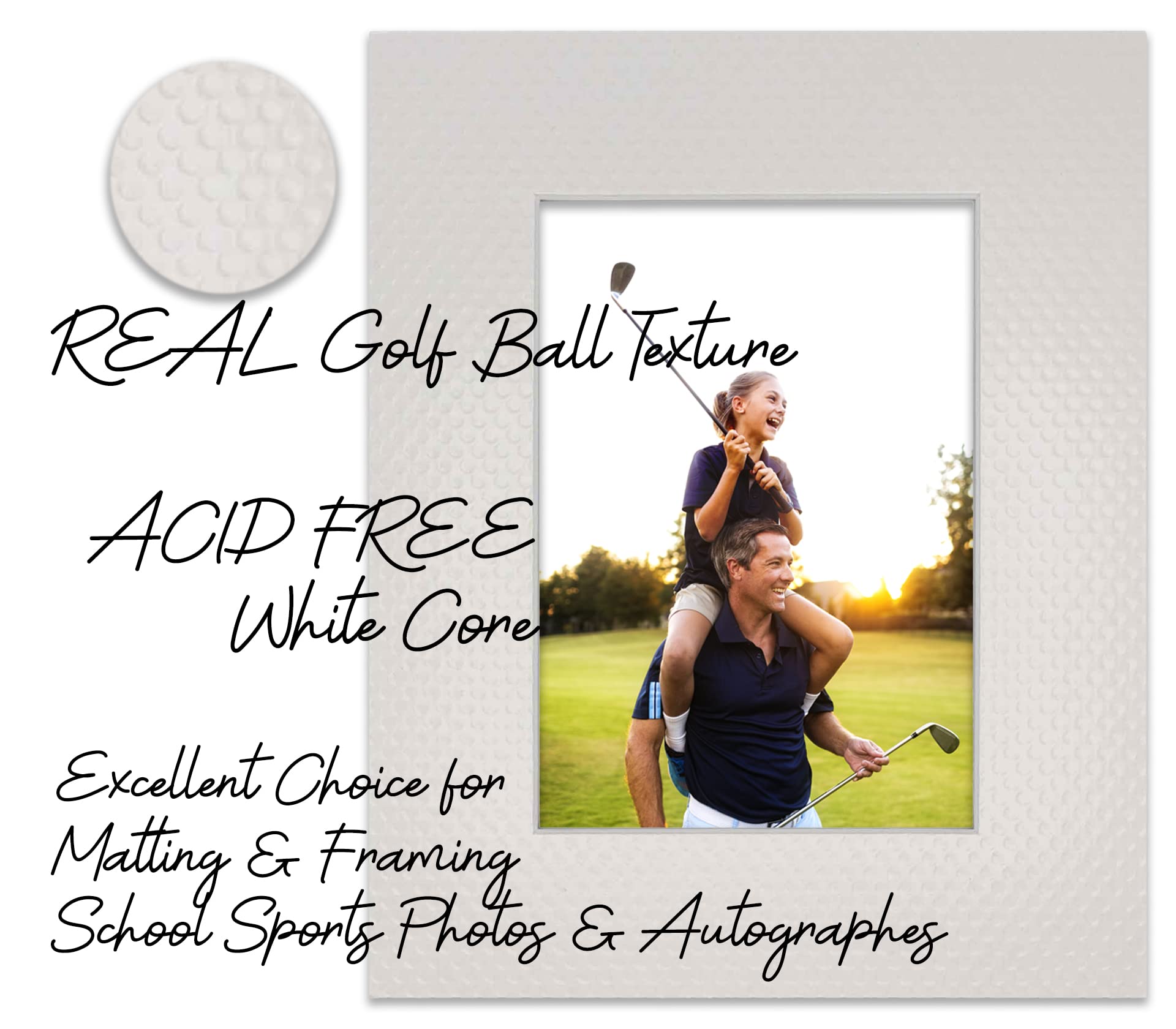 22x30 Acid-Free Bevel Cut Matboard for 17x27 Photos - 4-Ply Golf Ball Texture Precut Mat with Backing Board & Self-Seal Crystal Clear Photo Bag - Perfect for Picture Framing, Art Displays, and Professional Photography Presentations