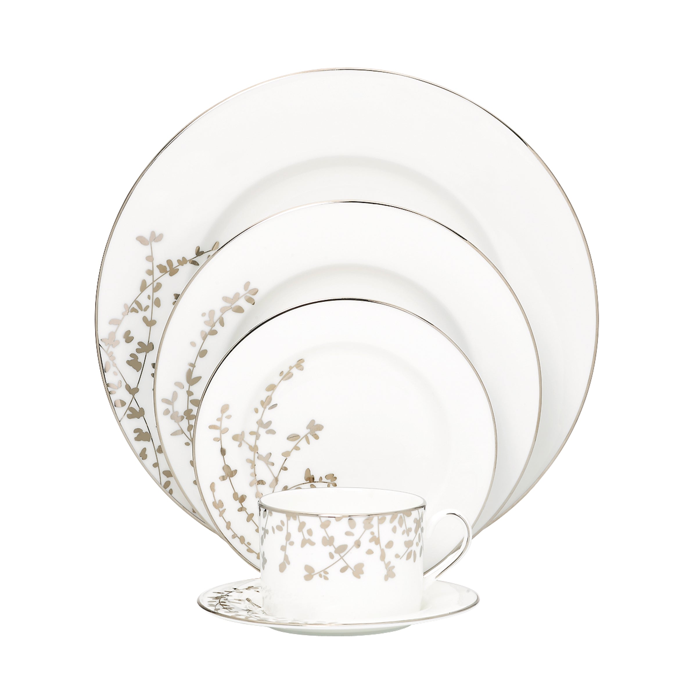 Gardner Street Platinum 5-Piece Dinnerware Set - Elegant Tableware for Fine Dining, Dinner Parties & Special Occasions