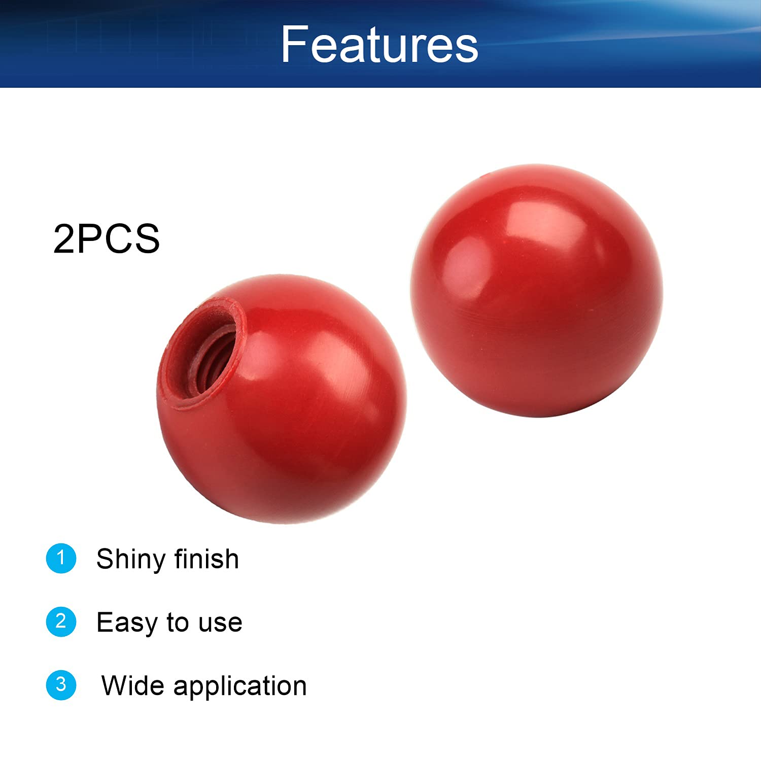 Bettomshin 2-Pack M8 Female Thread Thermoset Ball Knobs - 25mm Diameter Bakelite Handles with Smooth Black Rim - No Twist Installation - Perfect for Lawn Mowers & Exercise Equipment - Durable Replacement Parts for Machinery & DIY Projects
