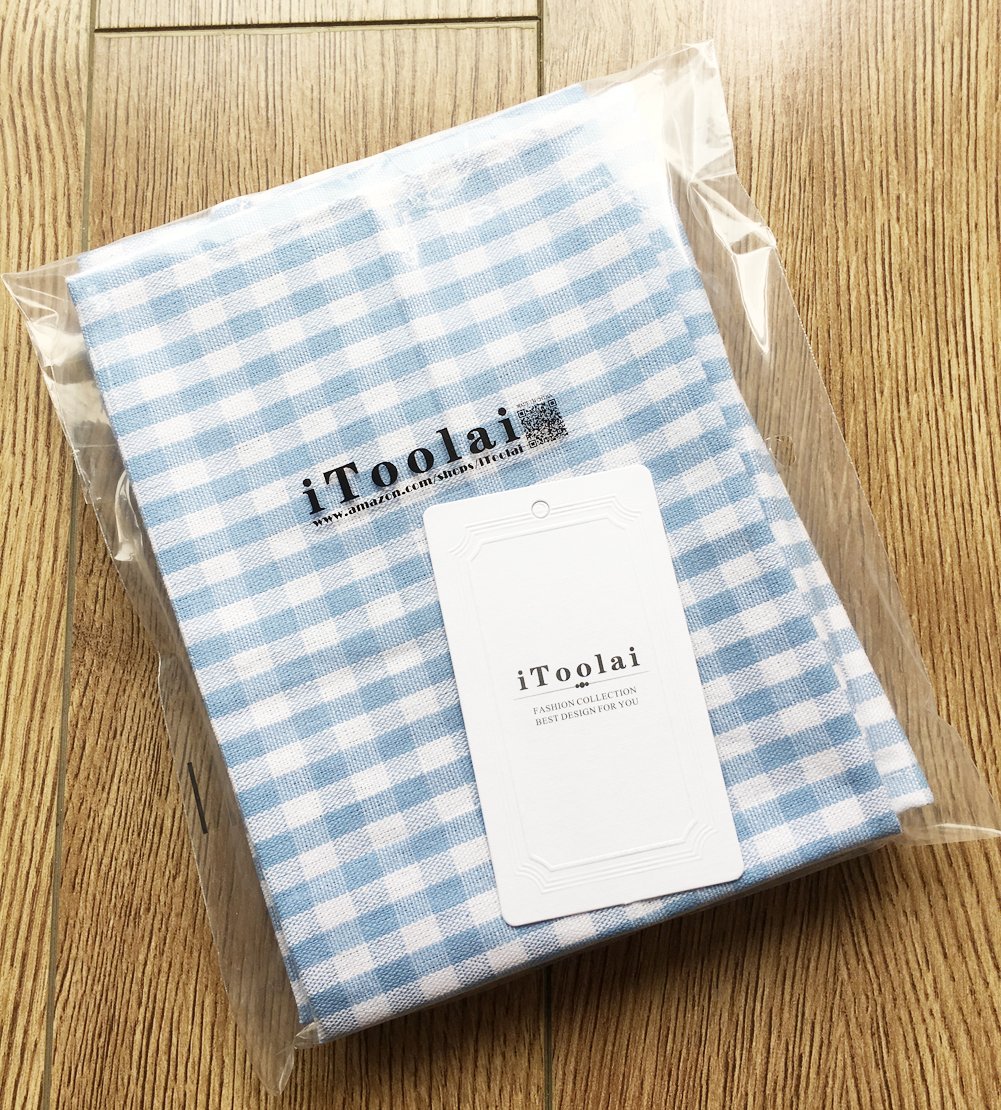 Blue and White Checkered Kitchen Tea Towels - 100% Cotton Woven Dish Cloths, Set of 6 - Absorbent Washable Placemats for Dining, Picnics and Home Decor