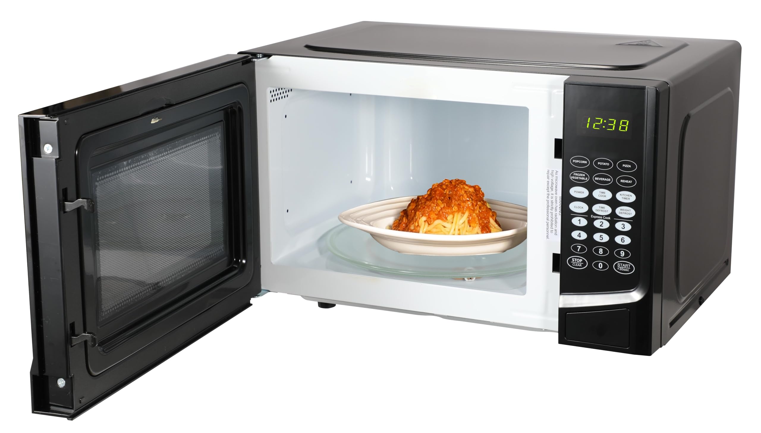 Emerson MW9255B 0.9 Cu ft Countertop Microwave Oven - 900W, 6 Pre-Programmed Settings, Removable Glass Turntable, Child Safety Lock, Black - Perfect for Small Kitchens, Dorms, and Office Break Rooms