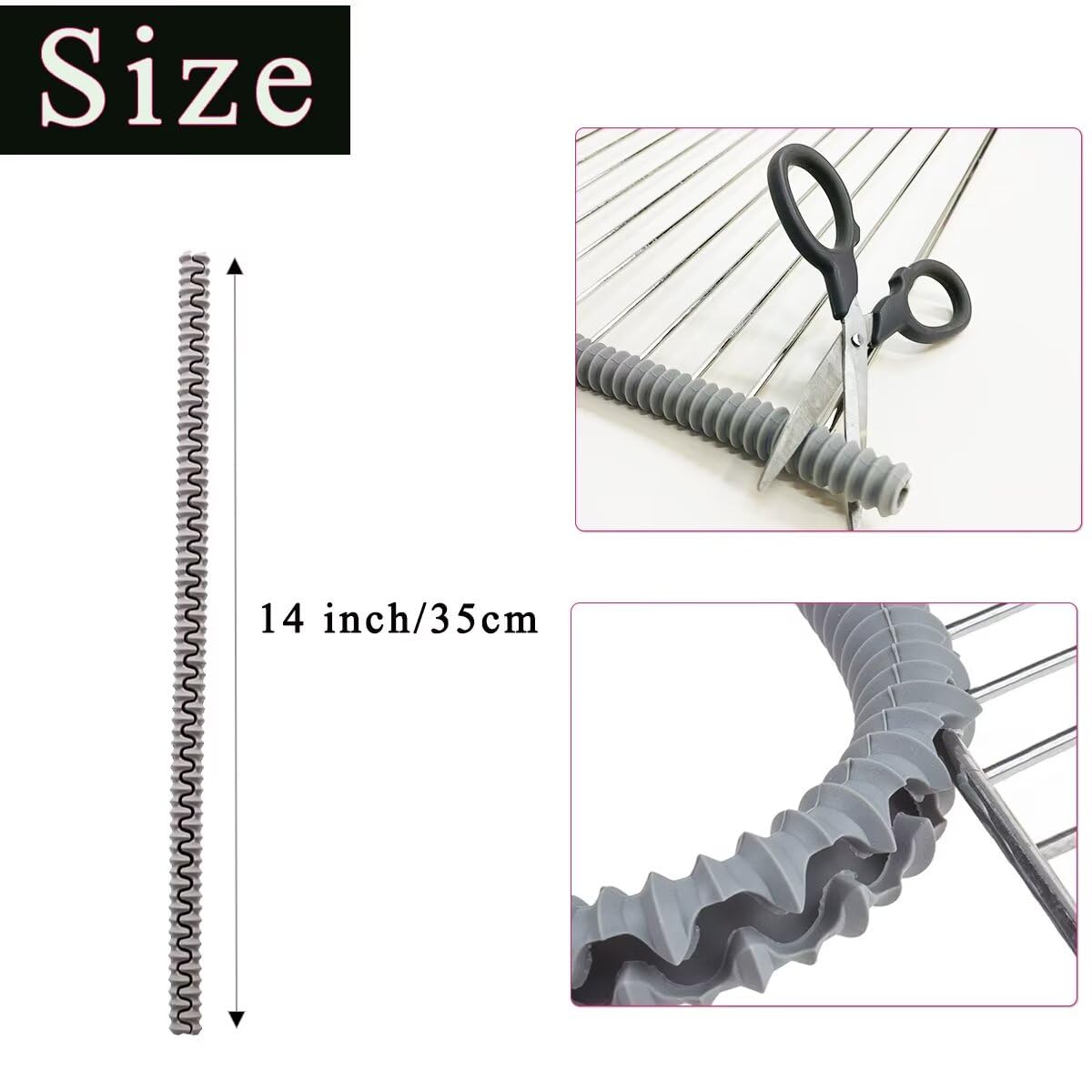 Heat Resistant Silicone Oven Rack Guards (4 Pack) - 14 Inch Long Oven Rack Edge Protector Covers - Prevent Hand & Arm Burns - Gray - Perfect for Baking, Roasting & Grilling Safely