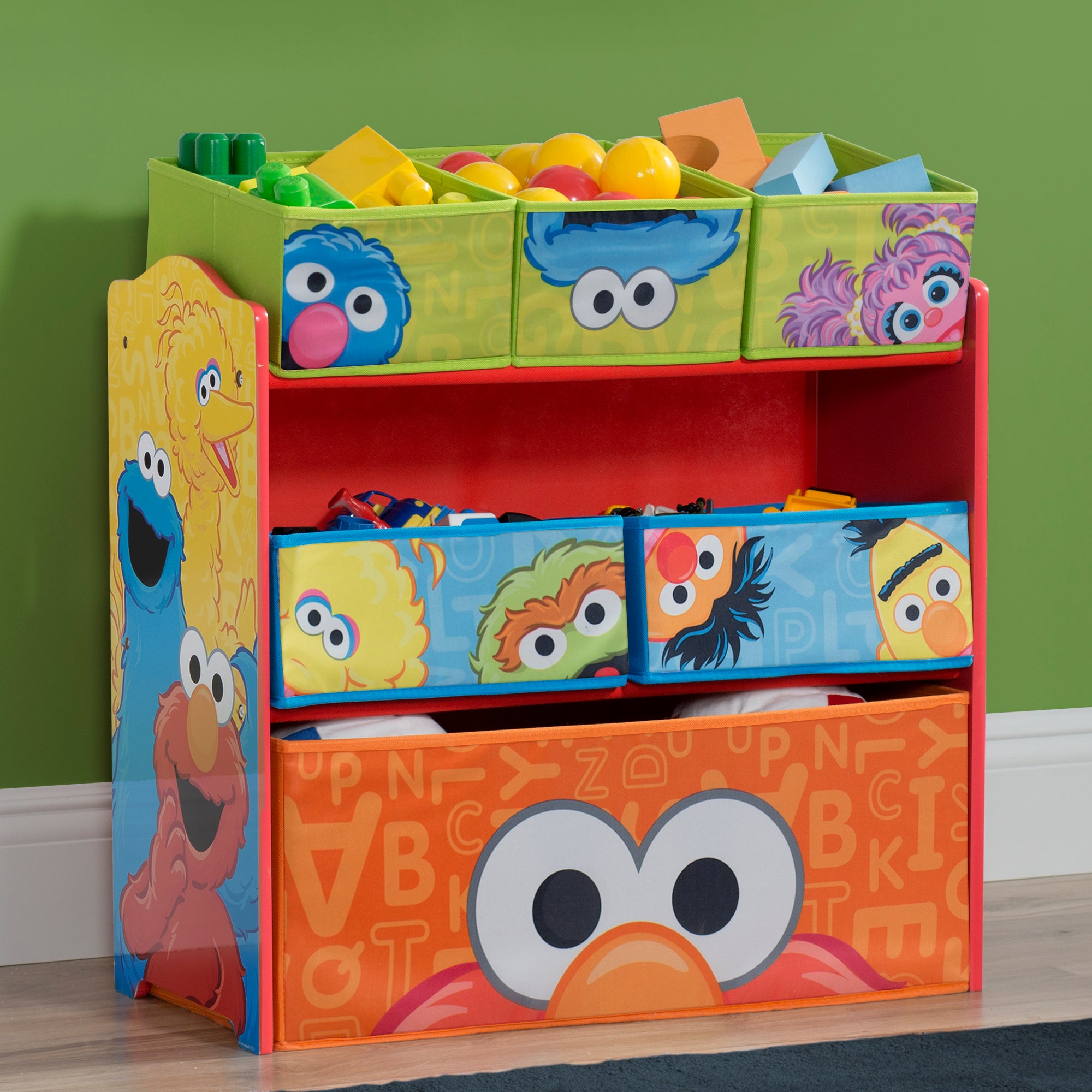 Sesame Street Kids Toy Storage Organizer - Multi Bin Toy Box for Playroom & Nursery Organization - Perfect for Toddler Toys, Books & Baby Essentials