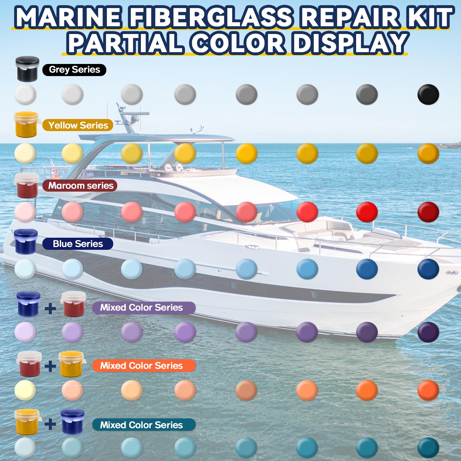 **Marine Fiberglass & Gel Coat Repair Kit for Boats - Epoxy Filler to Fix Holes, Chips, Pits, Cracks (Color Match) - Perfect for DIY Boat Hull, Deck & Surface Repairs**