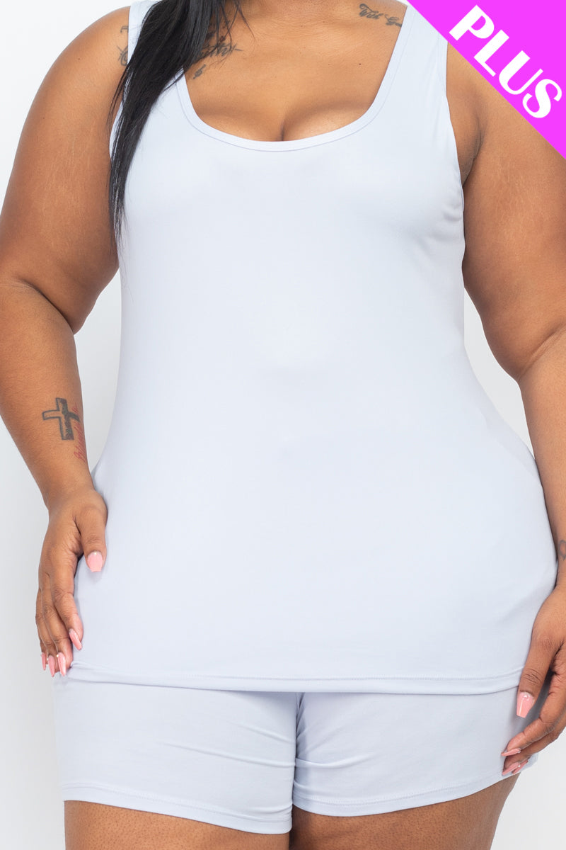 Plus Size Comfy Tank Top & Shorts Set for Women - Soft & Breathable Lounge Wear - Perfect for Yoga, Sleep, and Relaxing at Home