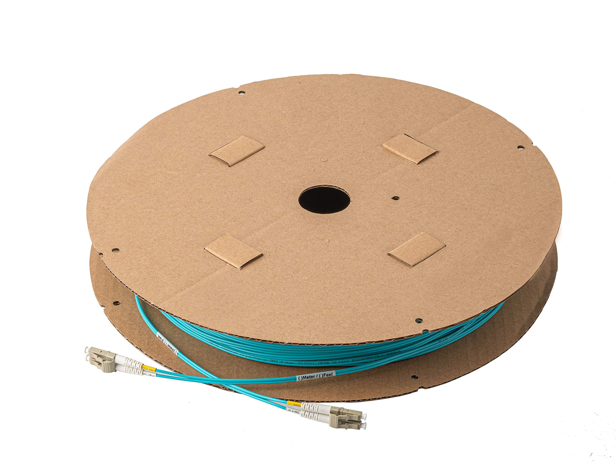 SpeedyFiberTX 10G OM3 Multimode Fiber Patch Cable 300ft - LC to LC Duplex, 50/125 Aqua LSZH Slim Zipcord for Data Centers, Server Rooms & High-Speed Networking