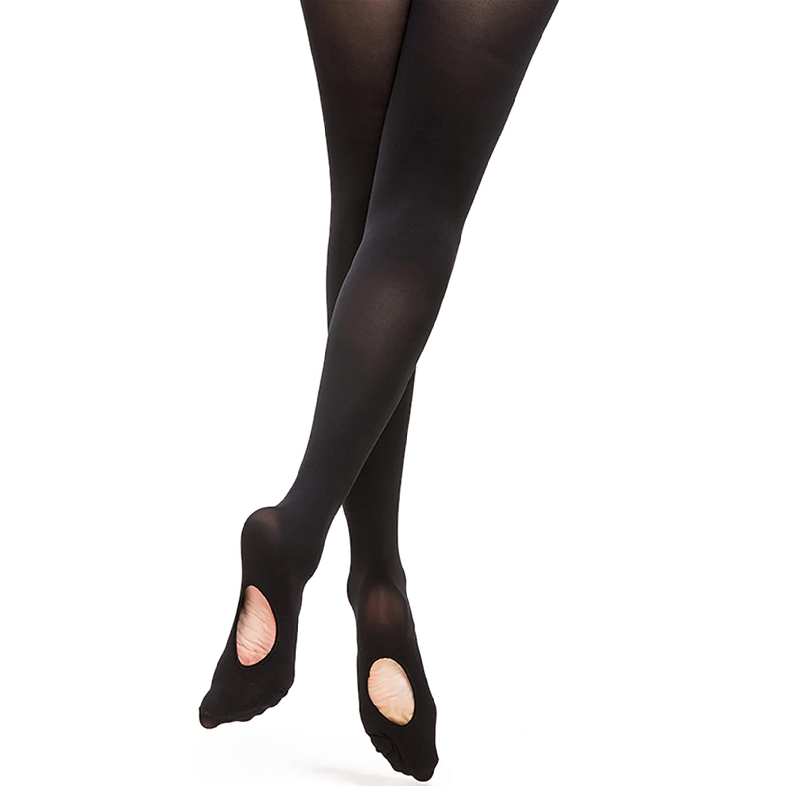 DANCEYOU Girls Ballet Tights - Women's Dance Stockings in Skin Tone | Convertible & Footed Opaque Tights for Toddler, Kids & Women | Perfect for Ballet Class, Dance Practice & Performance