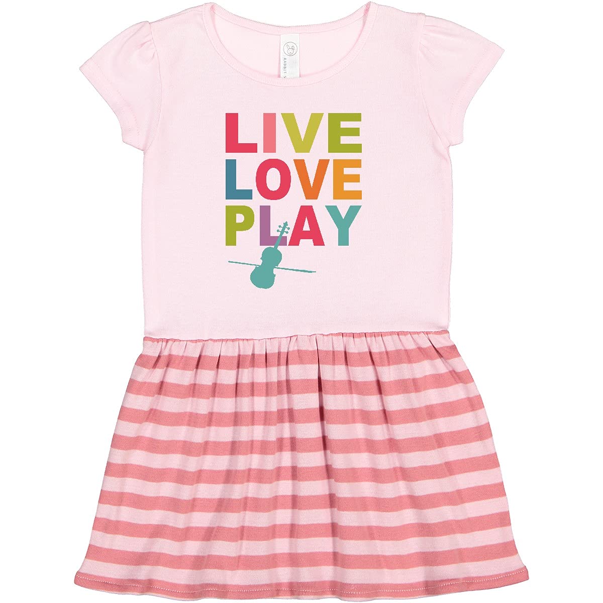 Inktastic Live Love Play Violin Toddler Dress - Cute Musical Themed Baby Girl Outfit for Concerts, Parties & Special Occasions