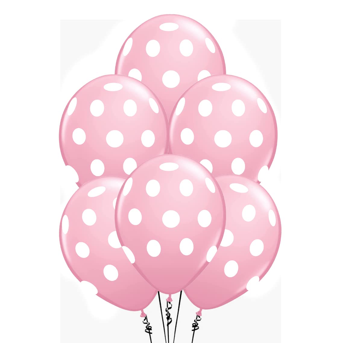 Premium 11 Inch Pink Polka Dot Balloons with White Dots - Pack of 50 for Birthday Parties, Baby Showers & Wedding Decorations | PMU PartyTex All-Over Print Balloons