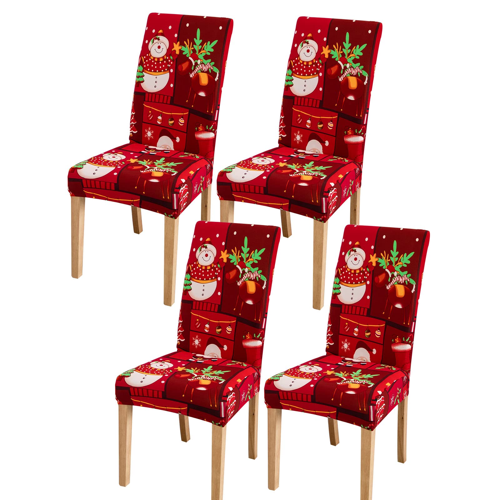 FUANGUI Christmas Dining Chair Covers Set of 4 - Stretchable, Washable Slipcovers for Holiday Decor, Home, Hotel & Events | Perfect for Christmas Dinner, Family Gatherings & Party Decorations