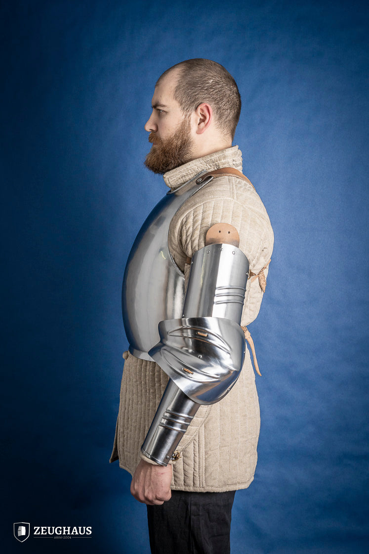 15th Century German Arm Armor - 1.2mm Polished Steel Medieval Gauntlet for LARP, Cosplay & Historical Reenactment