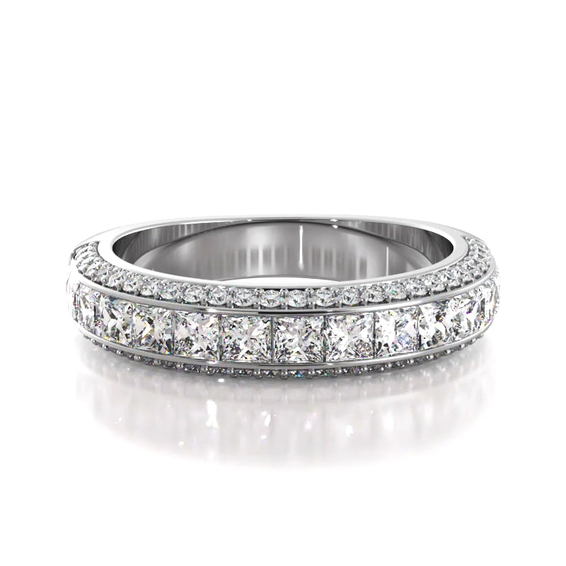 2.23 Carat Princess & Round Cut Diamond Wedding Band Ring for Women – Elegant Bridal Jewelry, Anniversary Gift, Engagement Ring for Her